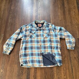 Pacific Trail - Flannel Plaid Button-Up Thermal Lined Shirt in Orange and Blue